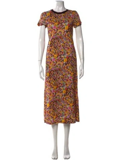 Pre-owned La Doublej Paisley Print Long Dress In Black