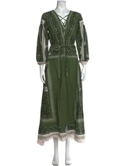 Pre-owned La Doublej Paisley Print Long Dress In Green