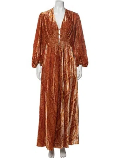 Pre-owned La Doublej Paisley Print Long Dress In Orange