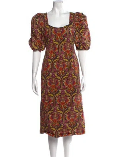 Pre-owned La Doublej Paisley Print Midi Length Dress In Black