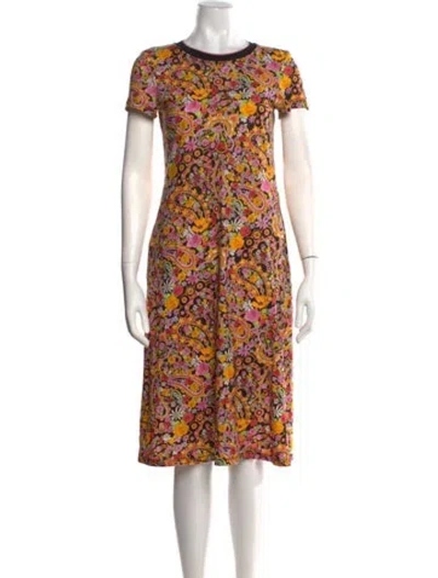 Pre-owned La Doublej Paisley Print Midi Length Dress In Black