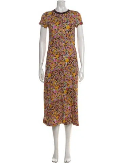 Pre-owned La Doublej Paisley Print Midi Length Dress In Pink