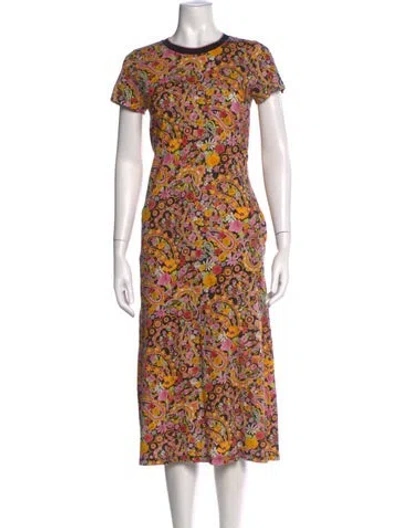 Pre-owned La Doublej Paisley Print Midi Length Dress In Pink