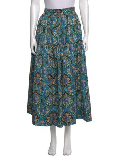 Pre-owned La Doublej Paisley Print Midi Length Skirt In Green