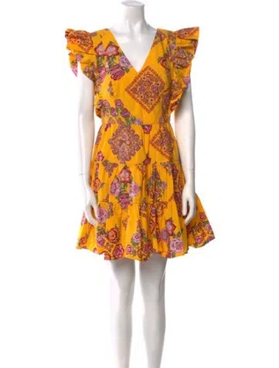 Pre-owned La Doublej Paisley Print Mini Dress In Yellow