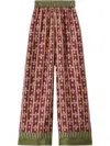 La Doublej Printed Silk-twill Wide-leg Pants In Beige