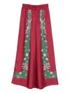 La Doublej Palazzo Printed Silk Wide-leg Pants In Red