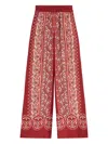 La Doublej Icon Palazzo Printed Silk-twill Wide-leg Pants In Red