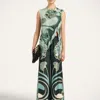 La Doublej La Double J Printed Silk-twill Palazzo Trousers In Green