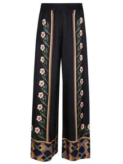 La Doublej Icon Palazzo Printed Silk-twill Wide-leg Pants In Dazed Placée