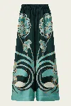La Doublej La Double J Printed Silk-twill Palazzo Trousers In Green