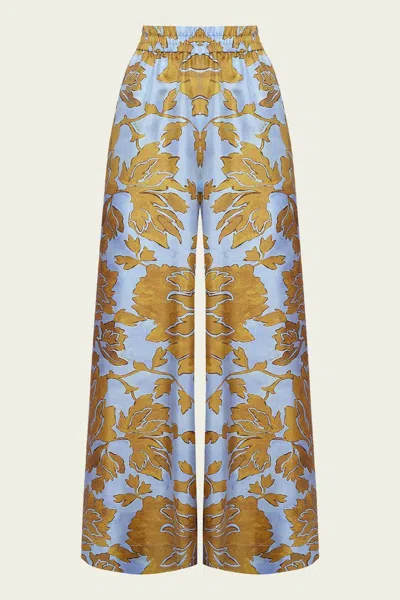 La Doublej Floral-print Silk Palazzo Pants In Multicolor