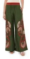 La Doublej Placée Gathered Printed Silk-twill Wide-leg Pants In Kerylos Placée