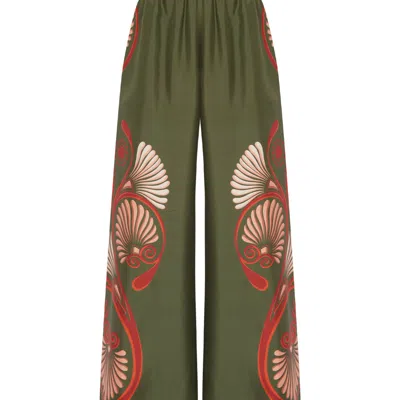 La Doublej Palazzo Trousers In Kerylos Placée Dark Green