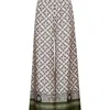 La Doublej La Double J Floral Pattern Wide-leg Trousers With Contrasting Borders In Mirage Placée Green