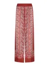 La Doublej La Double J Silk Twill Palazzo Pants With Cobra Pattern In Red