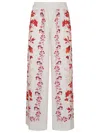 La Doublej La Double J Wide-leg Floral Print Silk Trousers In White
