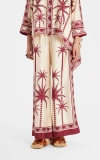 La Doublej Wide-leg Silk Palazzo Pants With Floral Detail In Date Palms Placée Ivory