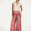 La Doublej La Double J Silk Twill Palazzo Pants With Cobra Pattern In Red