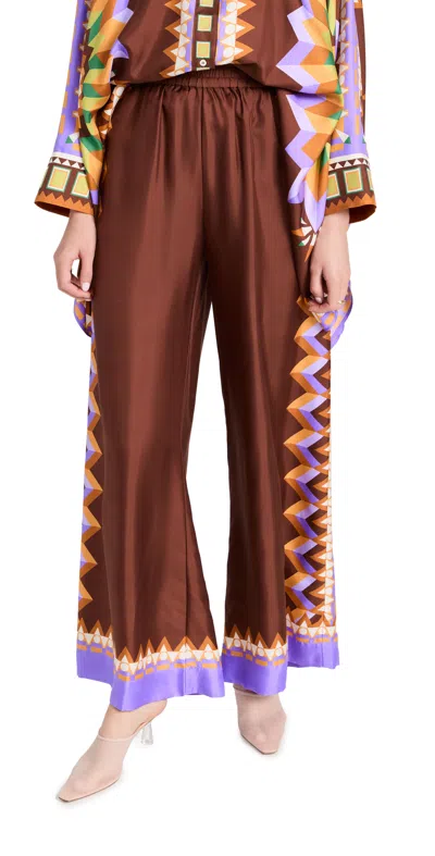La Doublej Abstract Foulard-print Wide-leg Silk Palazzo Pants In Sunset Moro Place