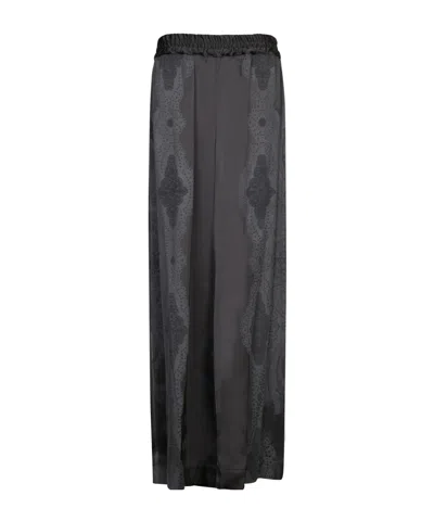 La Doublej La Double J Wide-leg Black Trousers With Pattern