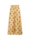La Doublej Palazzo Printed Silk-twill Wide-leg Pants In Yellow