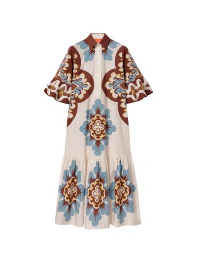 La Doublej Palazzo Placée Chocolate In Cotton Poplin Artemis Dress In Neutral