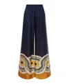 La Doublej La Double J Printed Silk-twill Trousers In Mudejar Placee Blue