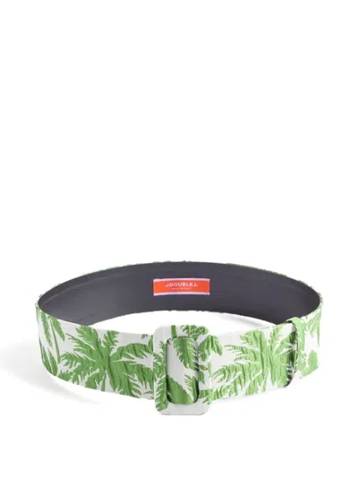 La Doublej Palm-tree Print Belt In White