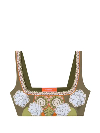La Doublej Pammy Bikini Top Placee In Brown