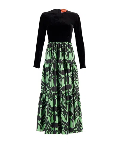 La Doublej Papyrus-print Maxi Dress In Black