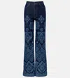 La Doublej Partenope Printed High-rise Flared Jeans In Blue
