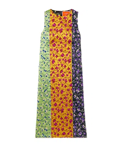 La Doublej Paneled Embroidered Cloque Maxi Dress In Multi