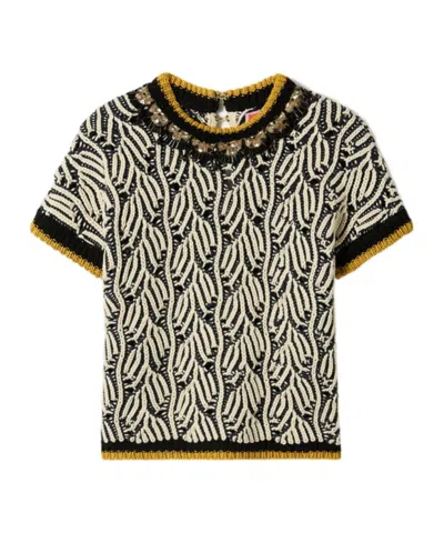 LA DOUBLEJ PATTERNED BEADED TOP
