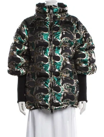 Pre-owned La Doublej Patterned Down Coat W/ Tags In Black/green/metallic