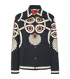 La Doublej Patterned Jj Denim Jacket In Placée Black