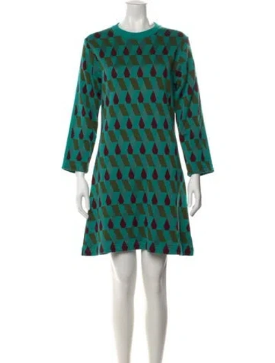 Pre-owned La Doublej Patterned Knee-length Dress In Green