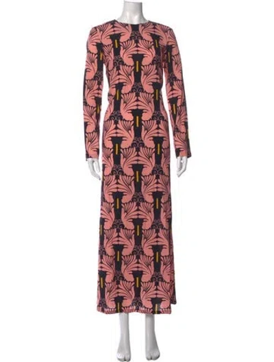 Pre-owned La Doublej Patterned Long Dress In Black/pink
