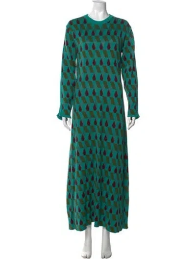 Pre-owned La Doublej Patterned Long Dress In Green