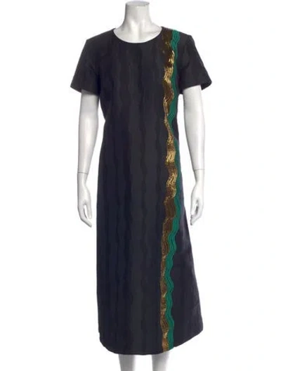 Pre-owned La Doublej Patterned Long Dress W/ Tags In Black