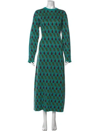Pre-owned La Doublej Patterned Long Dress W/ Tags In Green