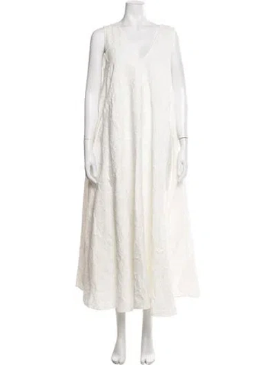 Pre-owned La Doublej Patterned Long Dress W/ Tags In Neutrals/white
