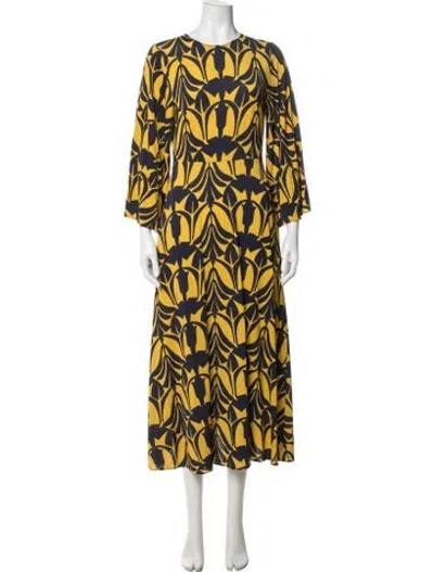 Pre-owned La Doublej Patterned Long Dress In Yellow