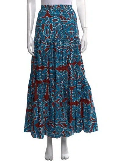 Pre-owned La Doublej Patterned Long Skirt In Blue