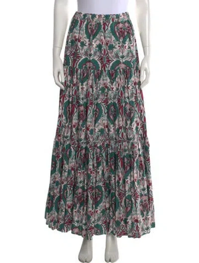Pre-owned La Doublej Patterned Long Skirt In Green