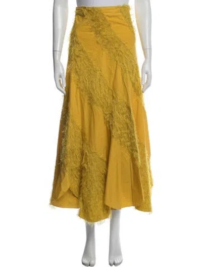 Pre-owned La Doublej Patterned Long Skirt In Yellow