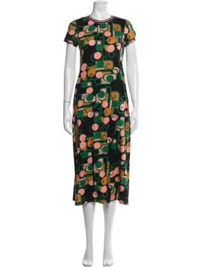 Pre-owned La Doublej Patterned Midi Length Dress In Black