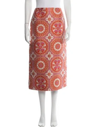 Pre-owned La Doublej Patterned Midi Length Skirt In Orange