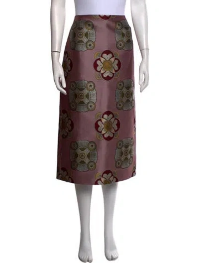 Pre-owned La Doublej Patterned Midi Length Skirt W/ Tags In Burgundy