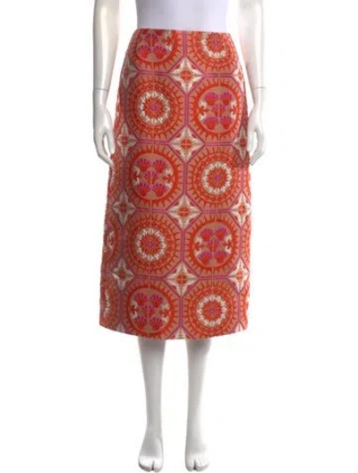 Pre-owned La Doublej Patterned Midi Length Skirt W/ Tags In Orange